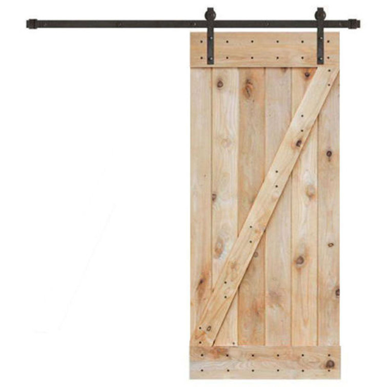 Calhome Paneled Wood Unfinished Barn Door with Installation Hardware